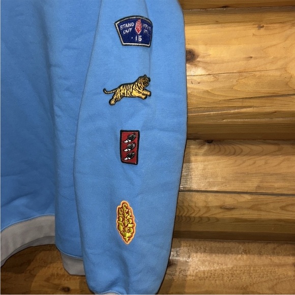 Free People NWT All Star Patch Pullover Size Large in Bright Blueberry Combo - Picture 8 of 12